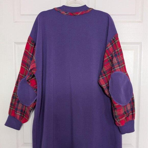 Vintage Pooh Piglet Music Nightgown Womens Size Large Purple Plaid Sleepwear - Picture 9 of 10